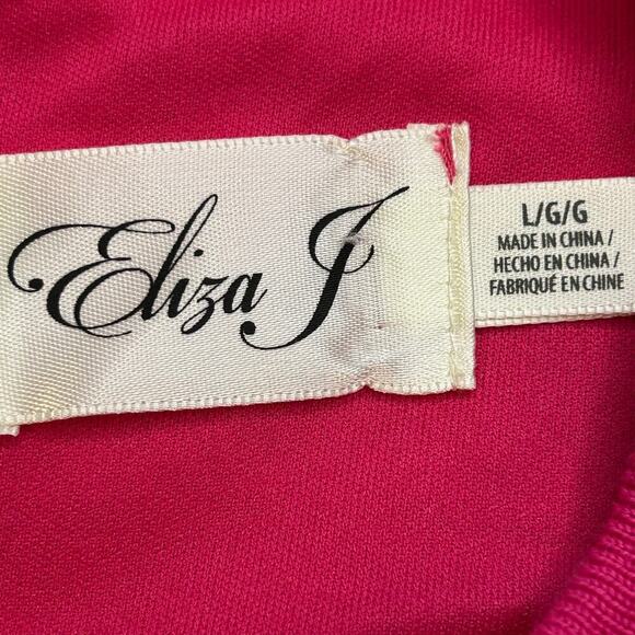 Eliza J NWT hot pink sleeveless crochet knit knee length dress size L - Picture 8 of 9